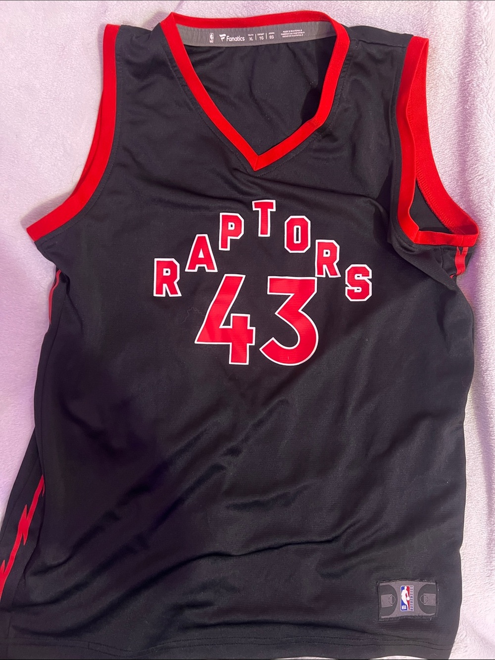 Fanatics Black and Red Toronto Raptors #43 Kids Jersey SIAKAM